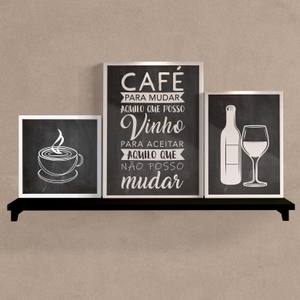 Kit Quadros Decorativos Café e Vinho - detalhe da moldura e acabamento
