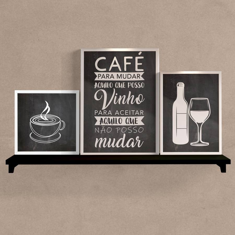 Kit Quadros Decorativos Café e Vinho - detalhe da moldura e acabamento