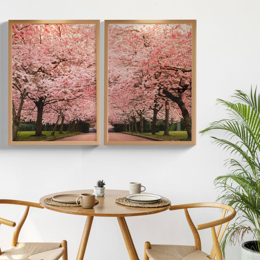 Kit Quadros Decorativos Caminho Rosa | Wallze