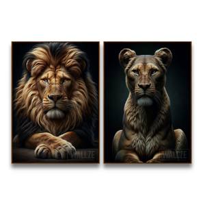 Kit Quadros Decorativos Casal de Leões - imagem 5