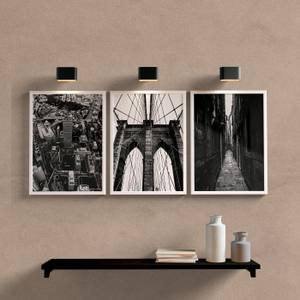 Kit Quadros Decorativos Cidades Preto e Branco - detalhe da moldura e acabamento