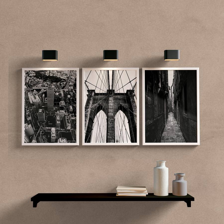 Kit Quadros Decorativos Cidades Preto e Branco - detalhe da moldura e acabamento