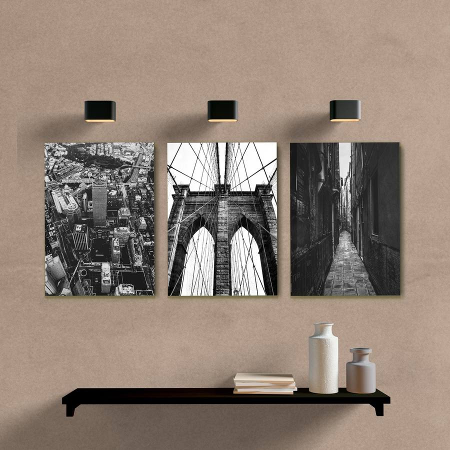 Kit Quadros Decorativos Cidades Preto e Branco - quadro decorativo em ambiente decorado