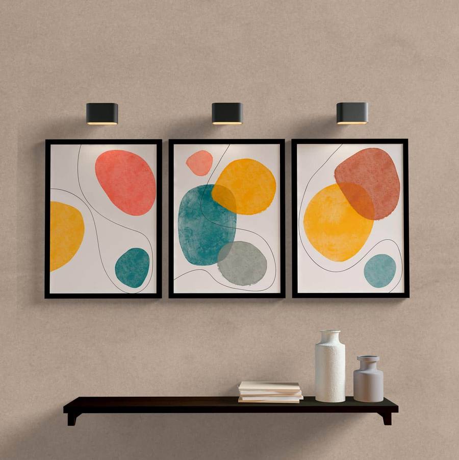 Kit Quadros Decorativos Círculos - detalhe da moldura e acabamento