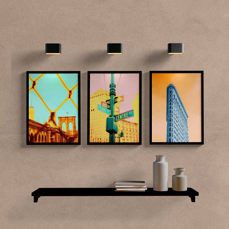 Kit Quadros Decorativos Color Paisagens - quadro decorativo em ambiente decorado