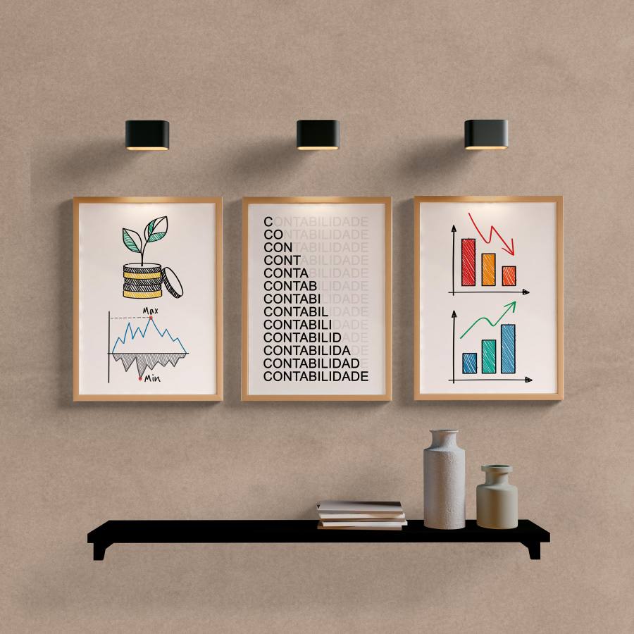 Kit Quadros Decorativos Contabilidade - vista aproximada da impressão