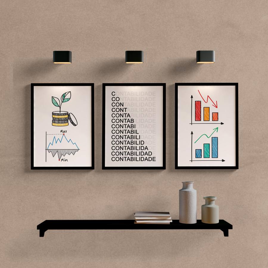 Kit Quadros Decorativos Contabilidade - quadro decorativo em ambiente decorado