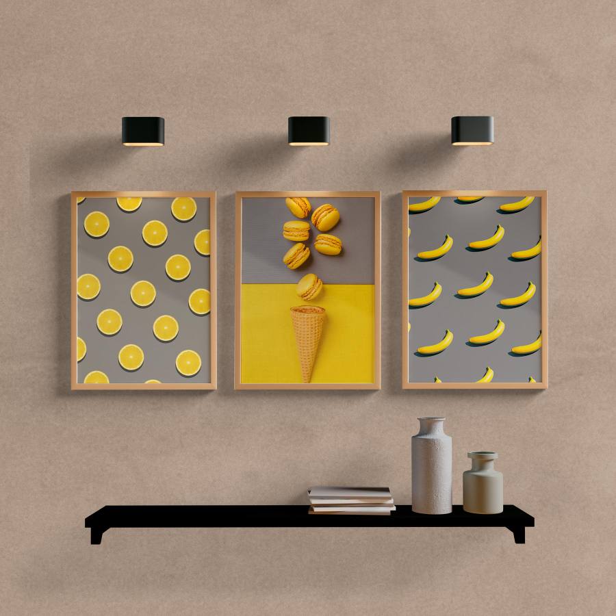 Kit Quadros Decorativos Cozinha Limão Siciliano - quadro decorativo em ambiente decorado