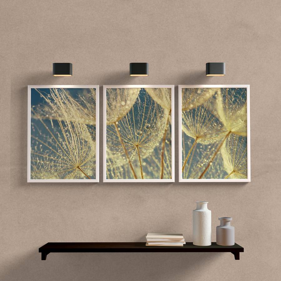 Kit Quadros Decorativos Dente de Leão Azul - quadro decorativo em ambiente decorado