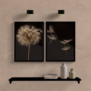 Kit Quadros Decorativos Dente de Leão Fundo Escuro - quadro decorativo em ambiente decorado