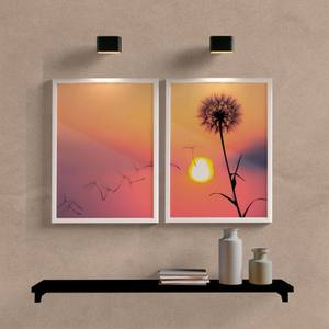 Kit Quadros Decorativos Dente de Leão Sunset - detalhe da moldura e acabamento