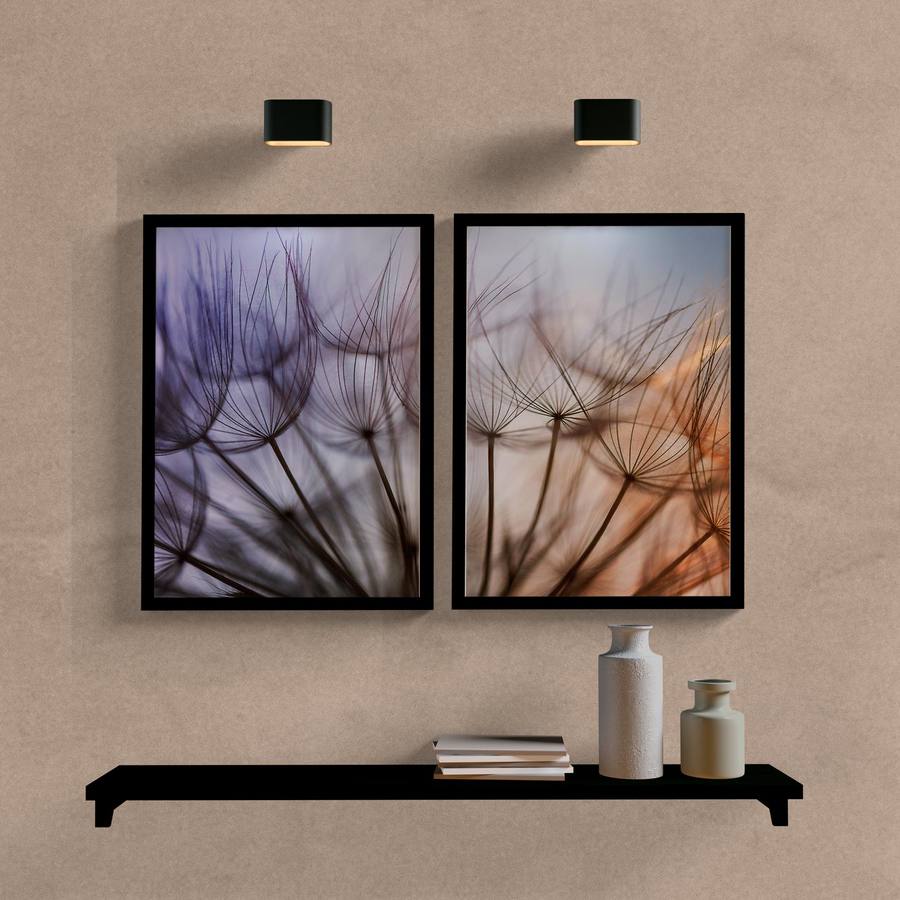 Kit Quadros Decorativos Dente de Leão Tons de Roxo - quadro decorativo em ambiente decorado