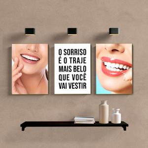 Kit Quadros Decorativos Dentista O Sorriso - quadro decorativo em ambiente decorado