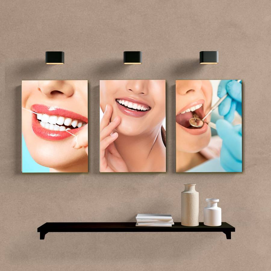 Kit Quadros Decorativos Dentista - quadro decorativo em ambiente decorado