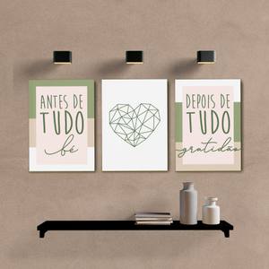 Kit Quadros Decorativos Depois de tudo Gratidão Rose e Verde - vista aproximada da impressão