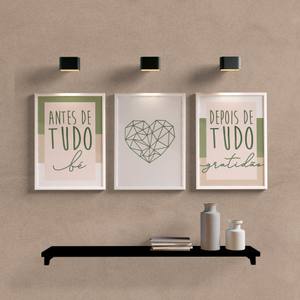 Kit Quadros Decorativos Depois de tudo Gratidão Rose e Verde - detalhe da moldura e acabamento