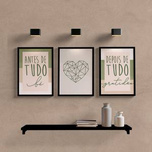 Kit Quadros Decorativos Depois de tudo Gratidão Rose e Verde - quadro decorativo em ambiente decorado