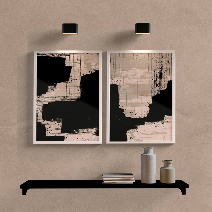 Kit Quadros Decorativos Duo Abstrato - detalhe da moldura e acabamento