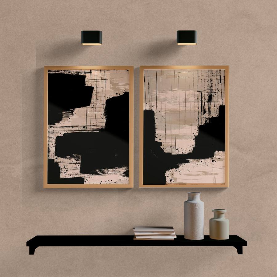 Kit Quadros Decorativos Duo Abstrato - vista aproximada da impressão