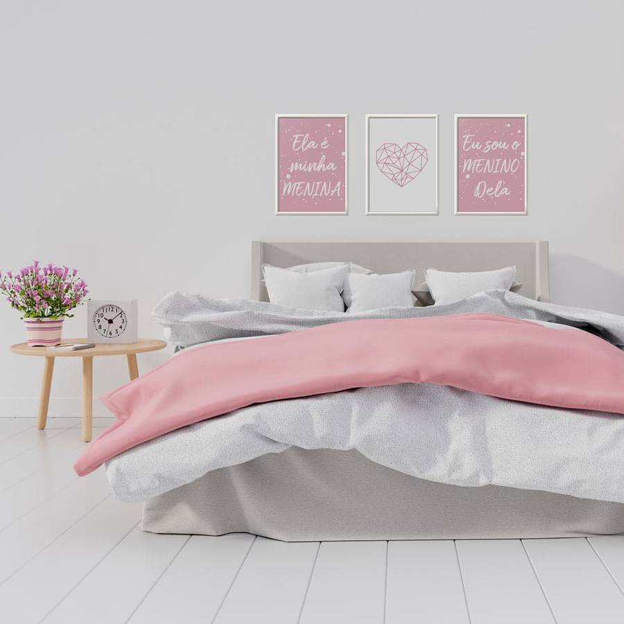 Kit Quadros Decorativos Ela é minha Menina Rosa - vista aproximada da impressão