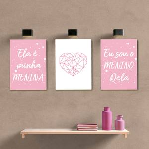 Kit Quadros Decorativos Ela é minha Menina Rosa - quadro decorativo em ambiente decorado