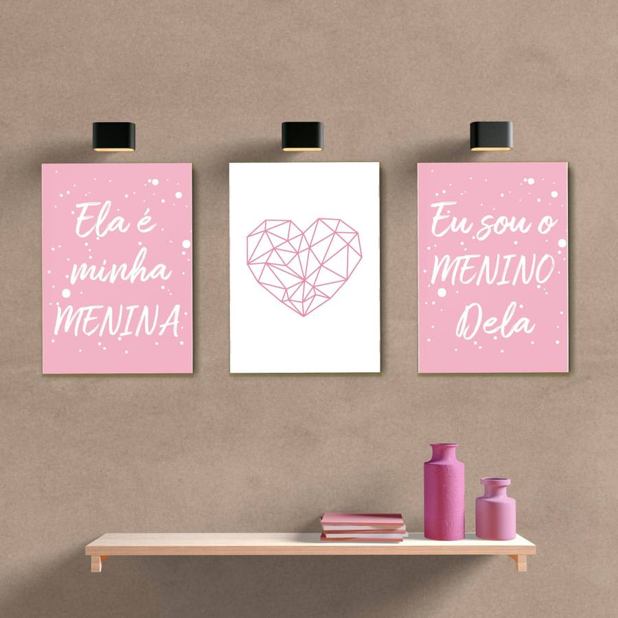 Kit Quadros Decorativos Ela é minha Menina Rosa - quadro decorativo em ambiente decorado