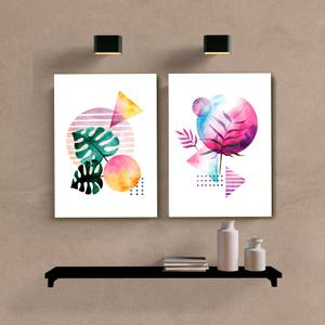 Kit Quadros Decorativos Elementos Rosa - vista aproximada da impressão