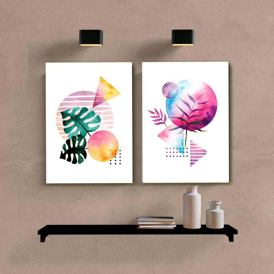 Kit Quadros Decorativos Elementos Rosa - vista aproximada da impressão