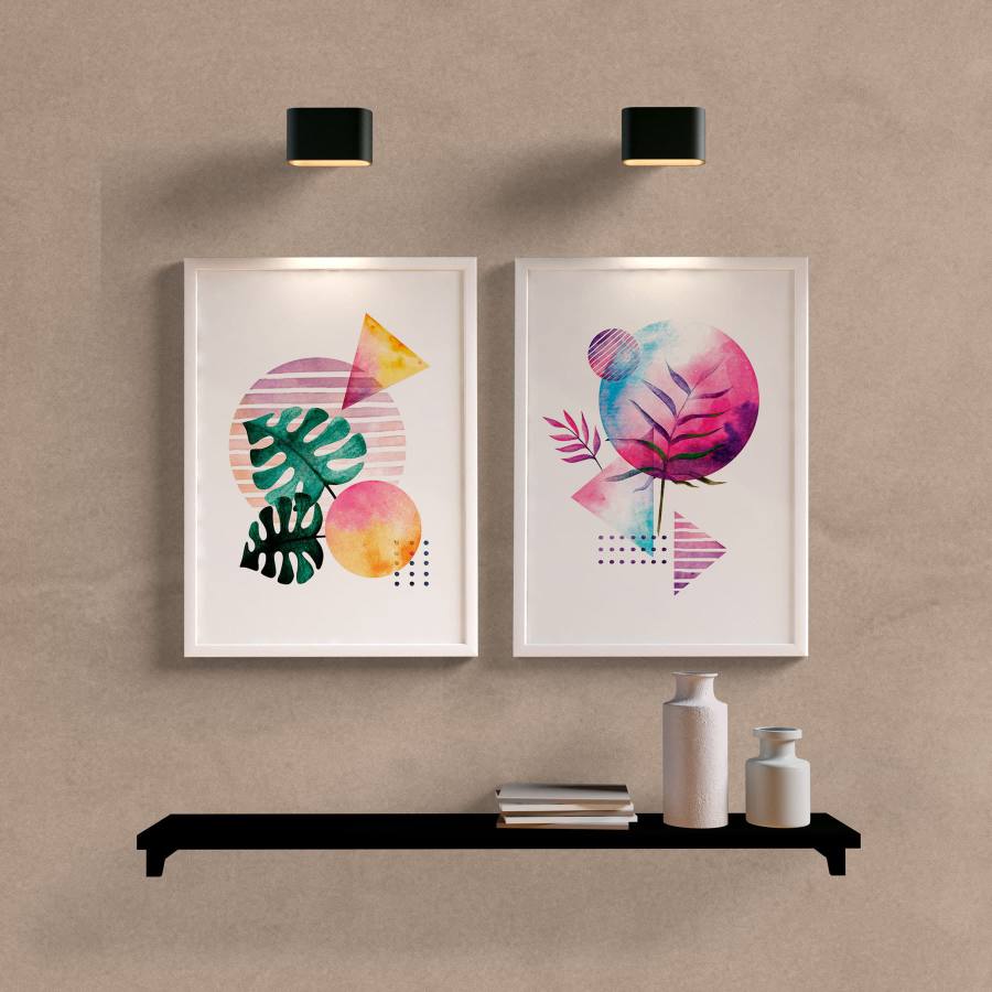 Kit Quadros Decorativos Elementos Rosa - detalhe da moldura e acabamento