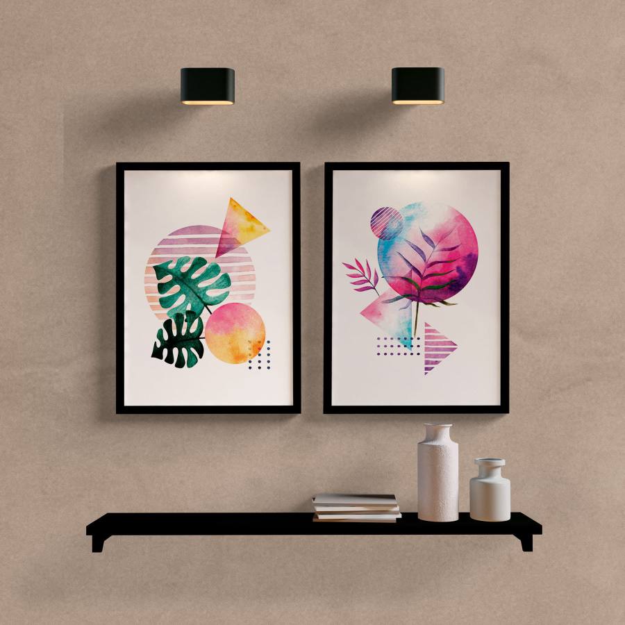 Kit Quadros Decorativos Elementos Rosa - quadro decorativo em ambiente decorado