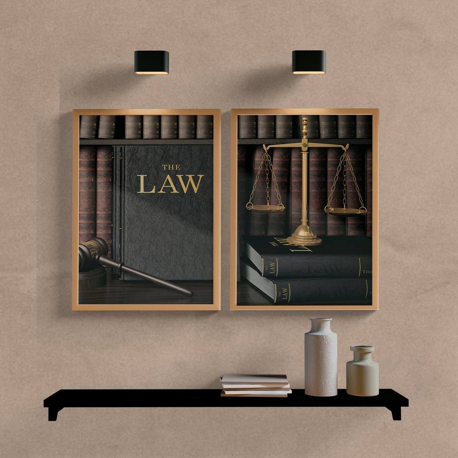 Kit Quadros Decorativos Escritório de Advocacia The Law - vista aproximada da impressão