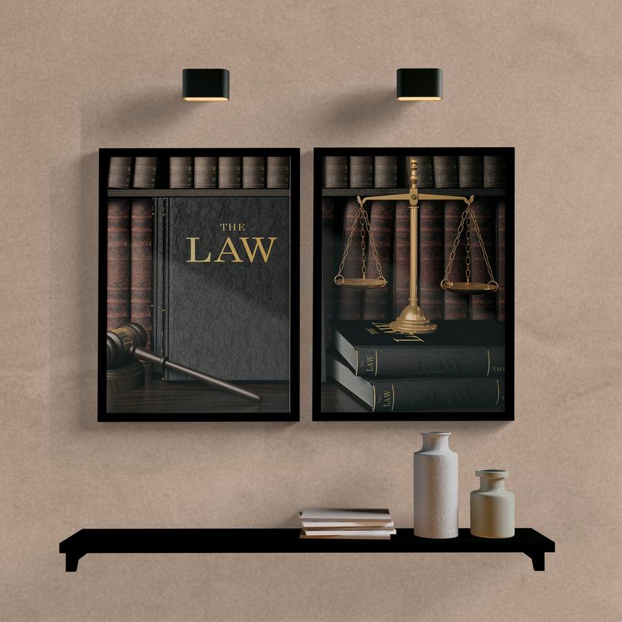 Kit Quadros Decorativos Escritório de Advocacia The Law - quadro decorativo em ambiente decorado