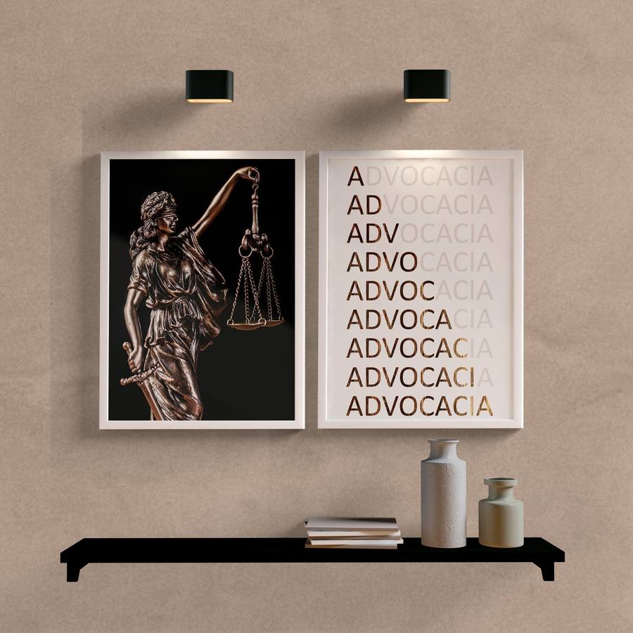 Kit Quadros Decorativos Escritório de Advocacia - detalhe da moldura e acabamento