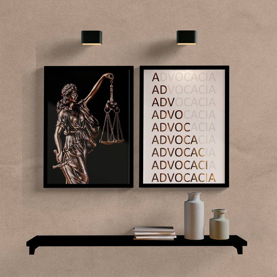 Kit Quadros Decorativos Escritório de Advocacia - quadro decorativo em ambiente decorado