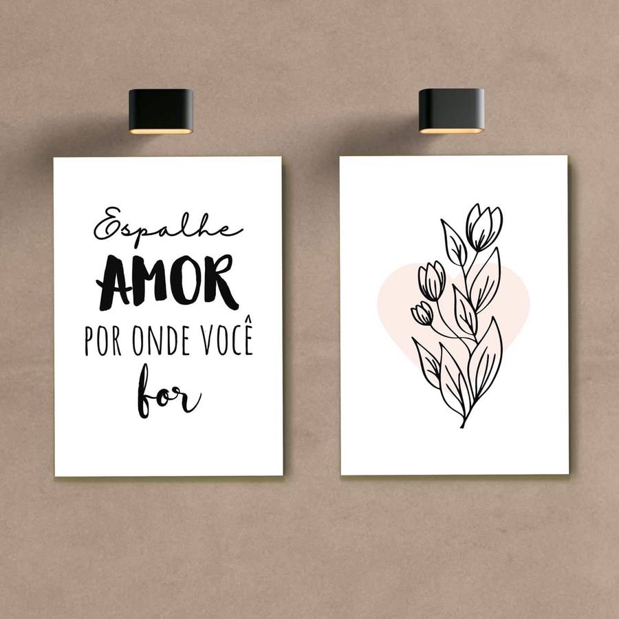 Kit Quadros Decorativos Espalhe Amor - quadro decorativo em ambiente decorado