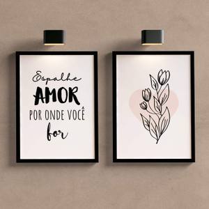 Kit Quadros Decorativos Espalhe Amor - detalhe da moldura e acabamento