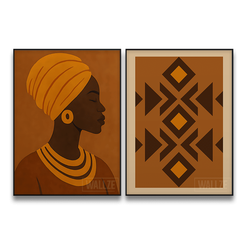 Kit Quadros Decorativos Étnica Contemporânea - vista aproximada da impressão