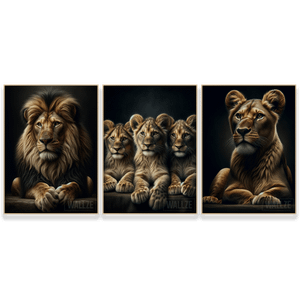 Kit Quadros Decorativos Família de Leões - vista aproximada da impressão