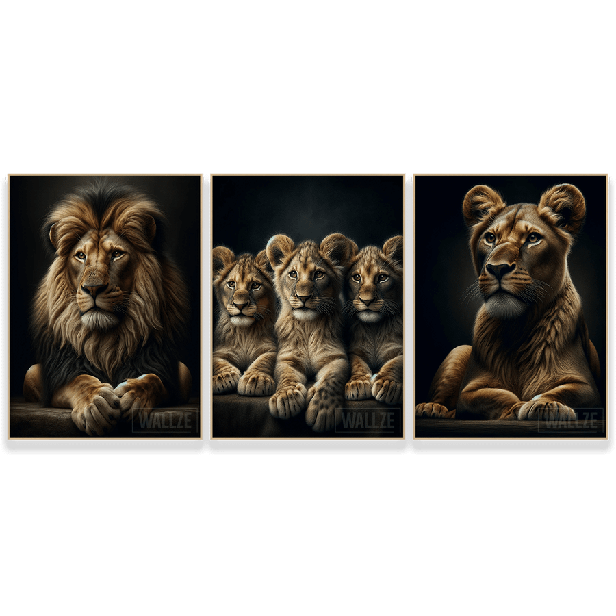 Kit Quadros Decorativos Família de Leões - vista aproximada da impressão