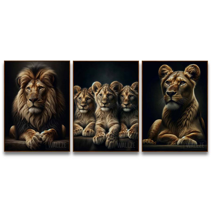 Kit Quadros Decorativos Família de Leões - imagem 5