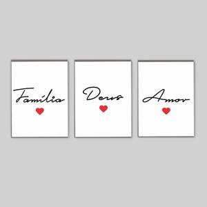 Kit Quadros Decorativos Família, Deus, Amor - quadro decorativo em ambiente decorado