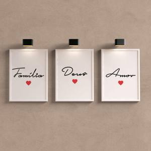 Kit Quadros Decorativos Família, Deus, Amor - detalhe da moldura e acabamento