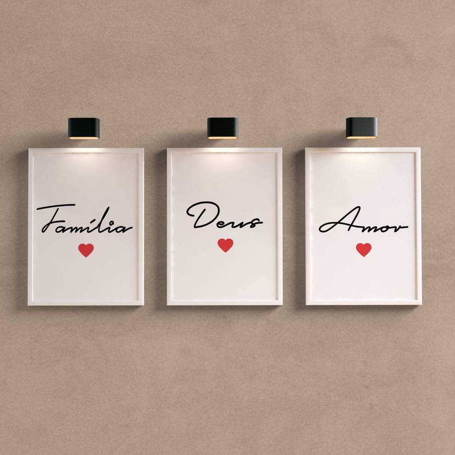 Kit Quadros Decorativos Família, Deus, Amor - detalhe da moldura e acabamento