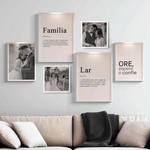 Kit Quadros Decorativos Família e Lar com Fotos - detalhe da moldura e acabamento