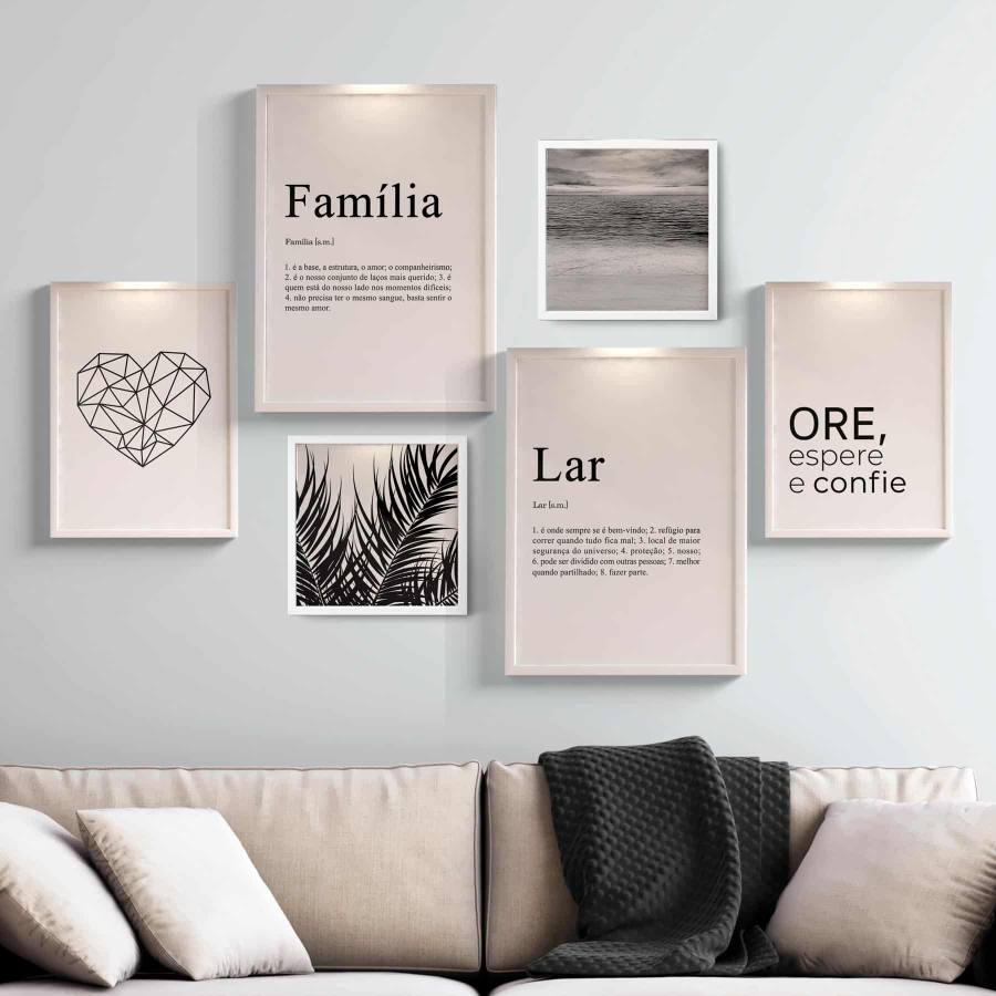 Kit Quadros Decorativos Família e Lar - detalhe da moldura e acabamento
