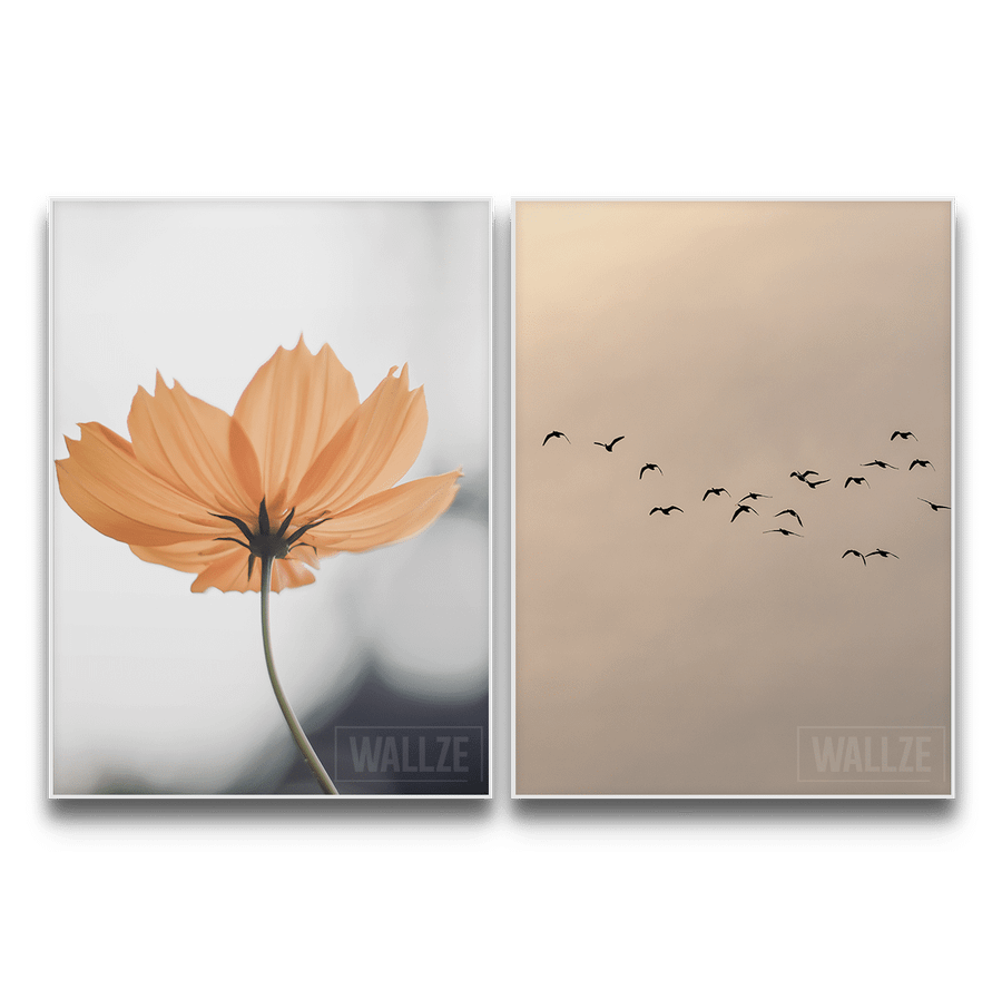 Kit Quadros Decorativos Flor e Voo - detalhe da moldura e acabamento