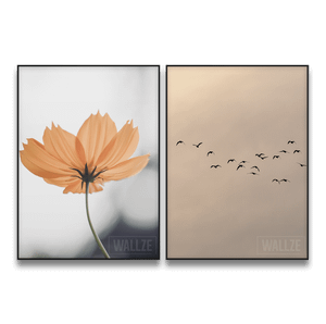 Kit Quadros Decorativos  Flor e Voo - quadro decorativo em ambiente decorado