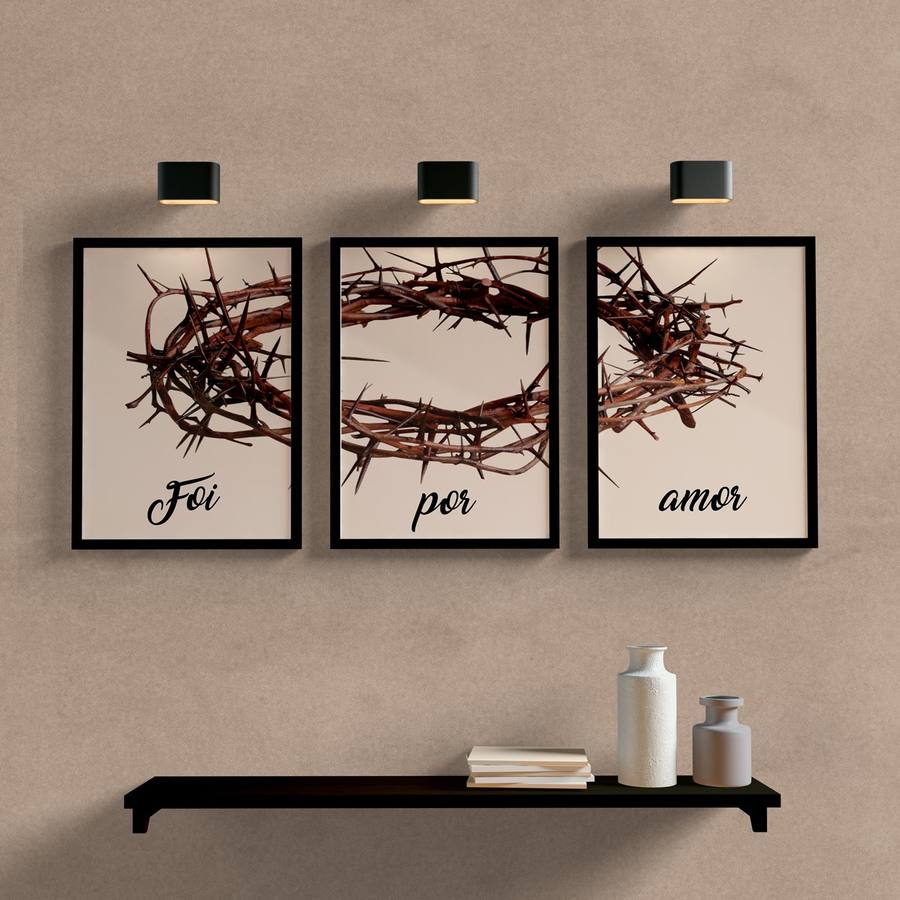 Kit Quadros Decorativos Quarto Sala Foi por amor