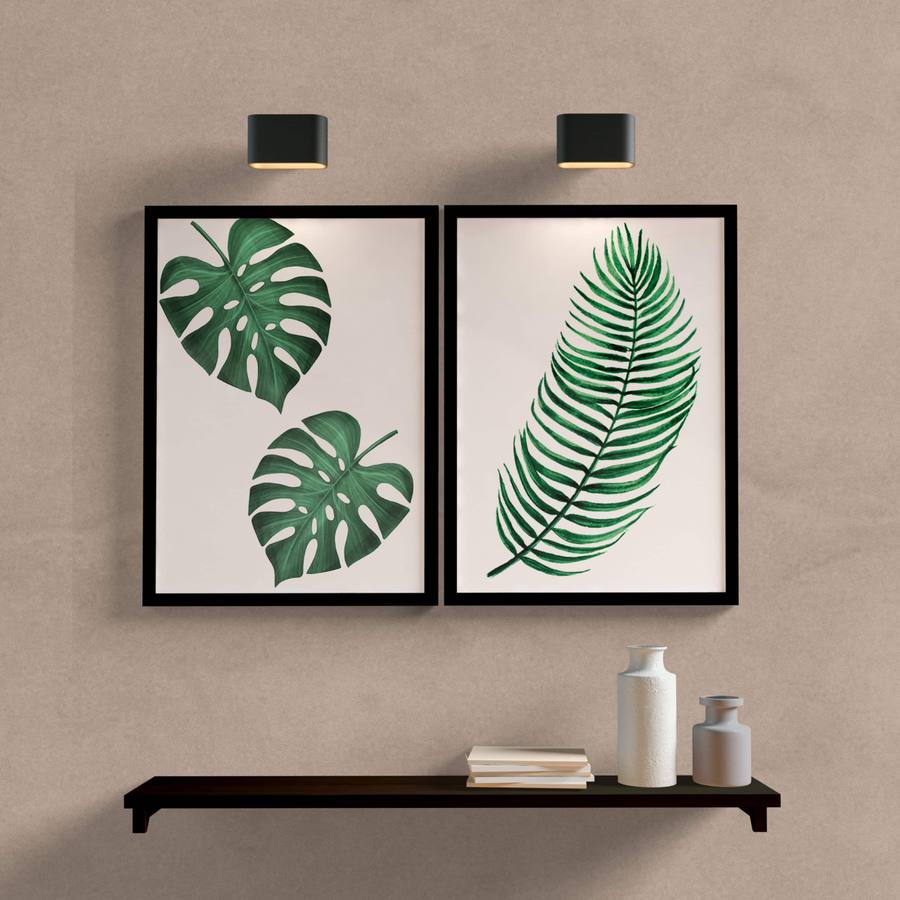 Kit Quadros Decorativos Folhas - detalhe da moldura e acabamento