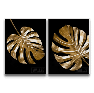 Kit Quadros Decorativos  Folhas de Ouro - detalhe da moldura e acabamento